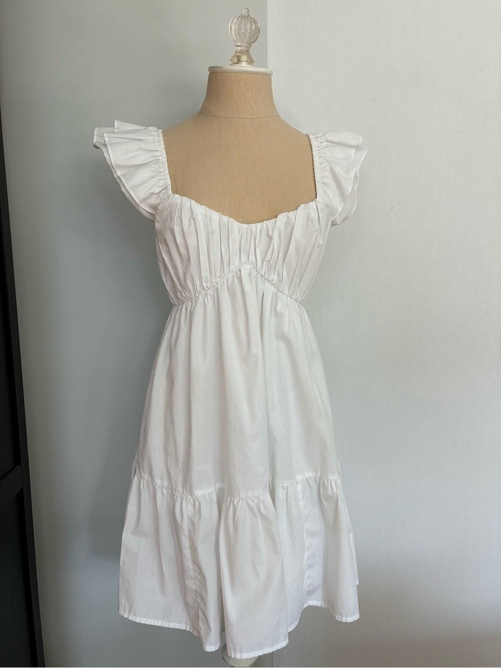 Abercrombie & Fitch White Ruffled Sundress with Square Neck